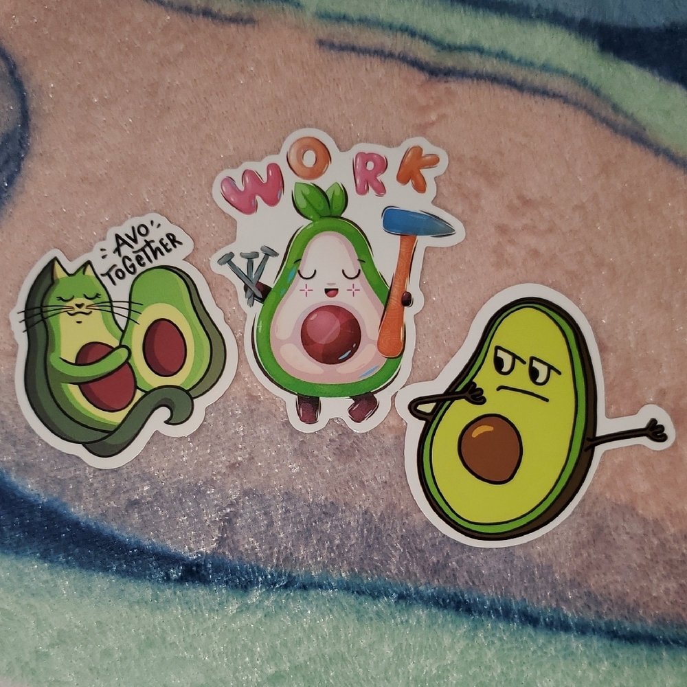 🌈FREE W/BUNDLE🌈 Set Of 3 Avocado Themed Stickers